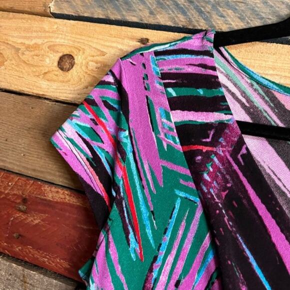 Dana Buchman‎ Purple Abstract Cap Sleeve Maxi Dress Size Medium - Picture 5 of 14